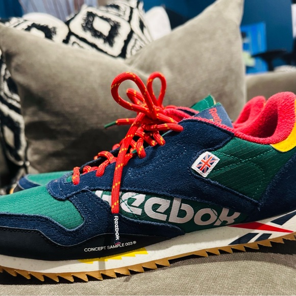 Reebok Mens Classic Ripple Concept Sample Retro Blue Green Red Size 7 - Picture 2 of 6